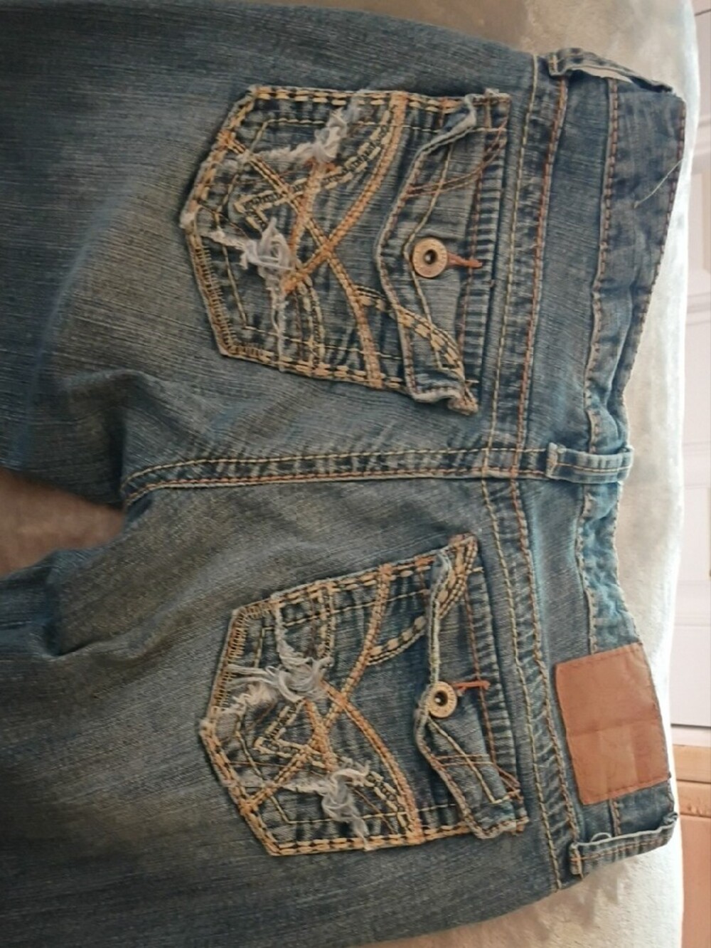 Amethyst Jeans Distressed Blue Flare Jeans - Picture 5 of 8